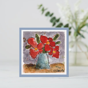Carte de voeux en aquarelle Fleurs rouges