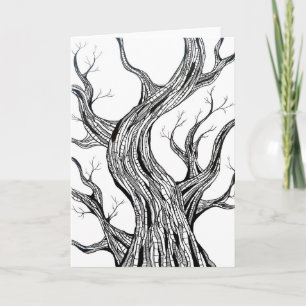 Carte de vœux en art de dessin au stylo d'arbre ab