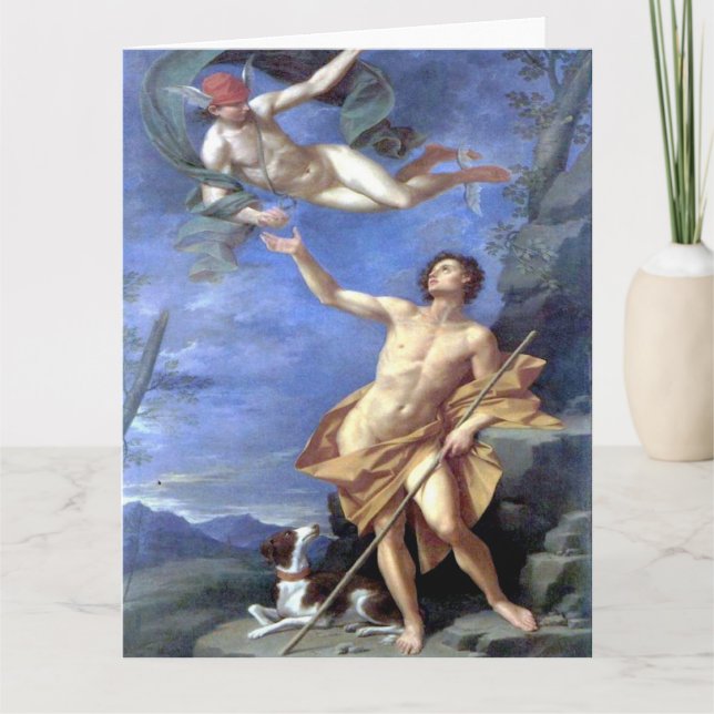 Carte de vœux en beaux-arts Mercure et Paris (Devant)