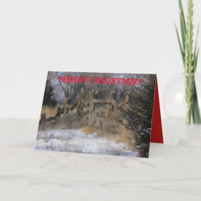 Carte de vœux en bois enneigé du Kansas (Devant)