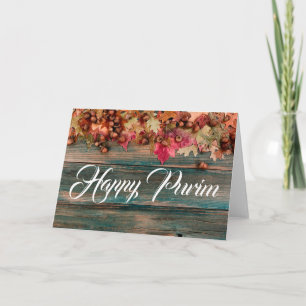 Carte de vœux en bois pliée Purim Florale