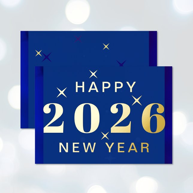 Carte de vœux en feuille métallique pour le Nouvel (Happy New Year Holiday Foil Card (front and back))