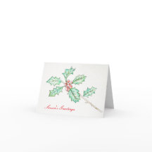 Carte de vœux en holly "Meilleurs vœux pour les fê