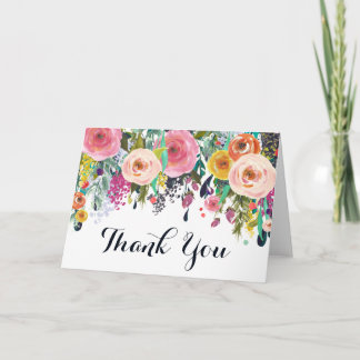 Carte de voeux en Merci de jardin floral peint