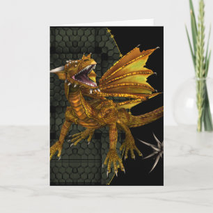 Carte de voeux en or Imaginaire Dragon