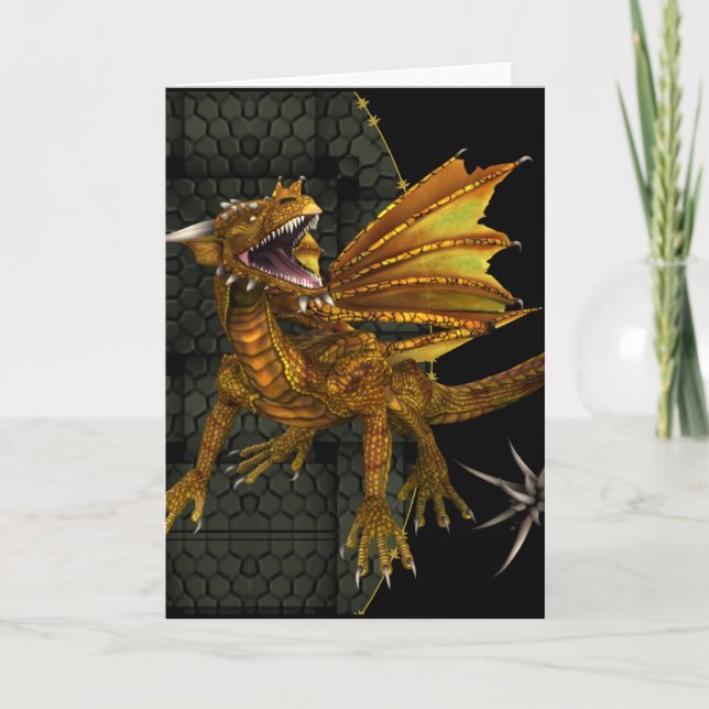 Carte de voeux en or Imaginaire Dragon (Devant)