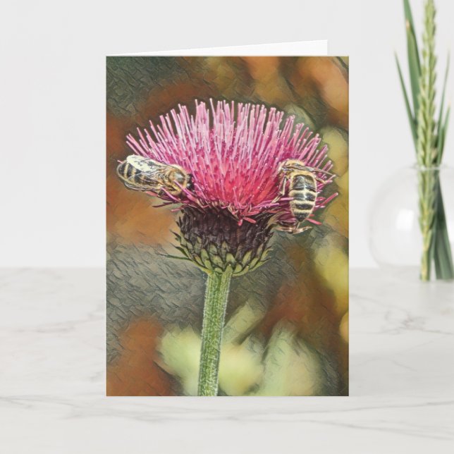 Carte de vœux en pastel sur les abeilles à miel (Devant)