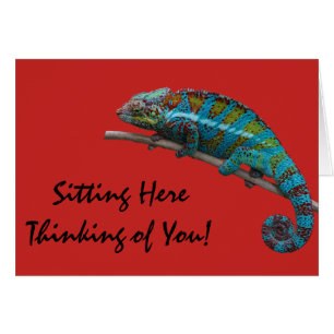 Carte de vœux "En pensant à vous !" Blue Lizard