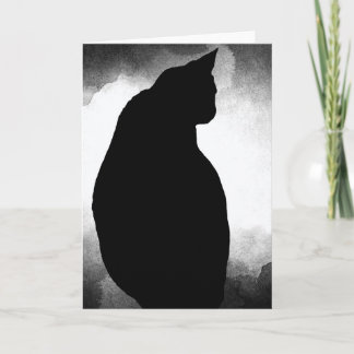 Carte de voeux en silhouette de chat noir (vide à 