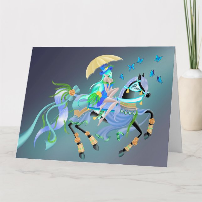 Carte de voeux Enchanted Horse Ride (Devant)