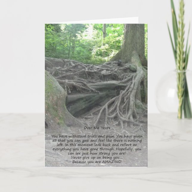 Carte de voeux enracinée d'encouragement d'arbre (Devant)