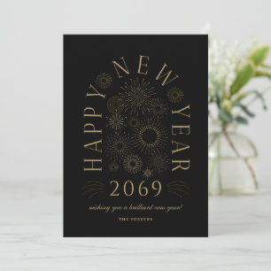 Carte de vœux entreprise feu d'artifice Nouvel An