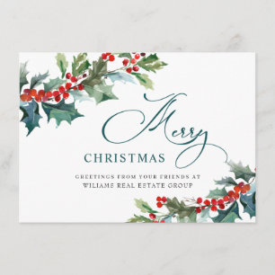 Carte de vœux entreprise Guirlande de Noël de houx