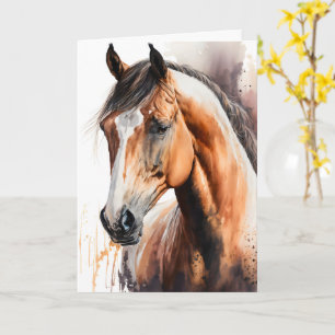 Carte de voeux Equine Cheval Aquarelle personnalis
