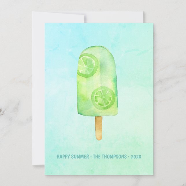 Carte de vœux estivale Popsicle aquarelle (Devant)