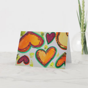 Carte de vœux et cartes de notes Rire Cœurs Rose B