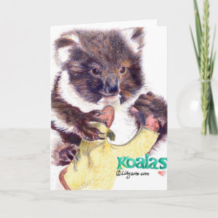 Carte de voeux et de note couleur au crayon Koala 