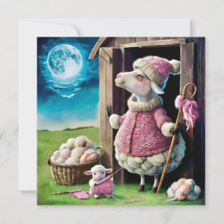 Carte de voeux Ewe mignonne et agneau