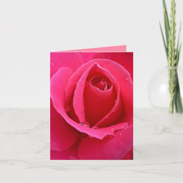 Carte de voeux faite sur commande de fleurs roses (Devant)