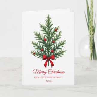 Carte de vœux familiale botanique de Noël traditio