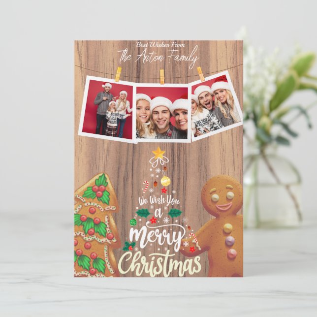 Carte de vœux familiale de Noël à plat (Debout devant)