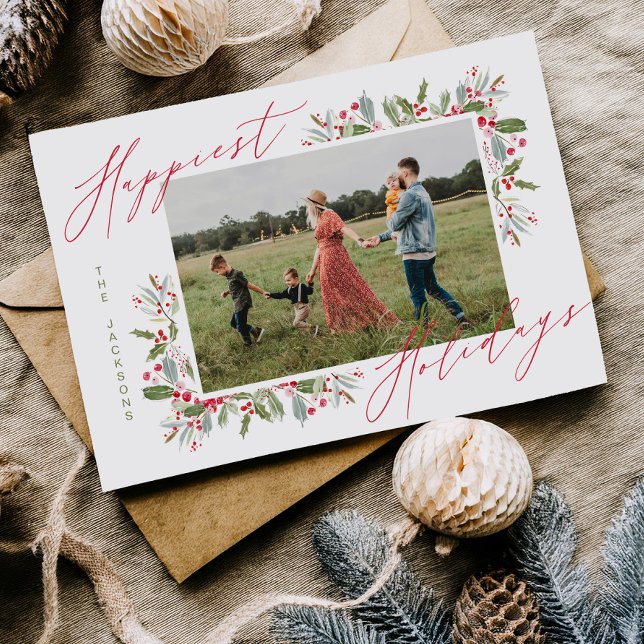 Carte de vœux familiale de Noël Fun Holly (Créateur téléchargé)