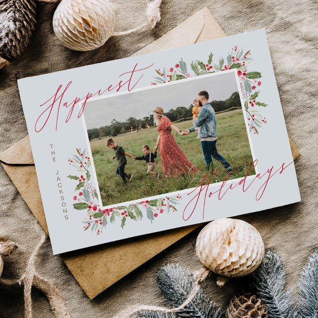Carte de vœux familiale de Noël Fun Holly (Créateur téléchargé)