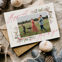 Carte de vœux familiale de Noël Fun Holly