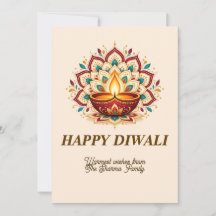 Carte de vœux familiale Diwali élégante avec Manda