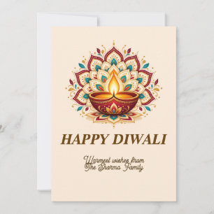 Carte de vœux familiale Diwali élégante avec Manda
