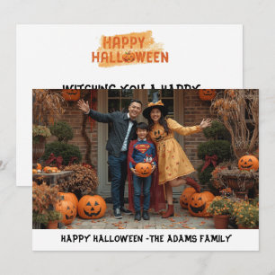 Carte de vœux familiale joyeux halloween, hallowee