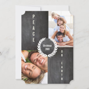 Carte de vœux familiale Peace on Earth Merry and B