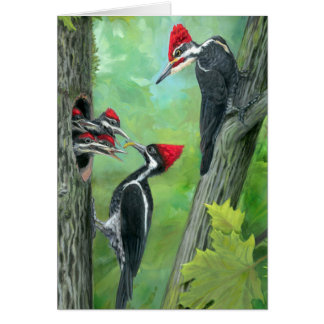 Carte de vœux famille de pics forêt rouge