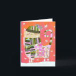 Carte de voeux Fancy Winter Cat BLANK<br><div class="desc">Ce dessin blanc pour chat d'hiver est tiré d'une oeuvre originale. Convient pour le cadrage.</div>