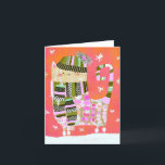 Carte de voeux Fancy Winter Cat BLANK<br><div class="desc">Ce dessin blanc pour chat d'hiver est tiré d'une oeuvre originale. Convient pour le cadrage.</div>