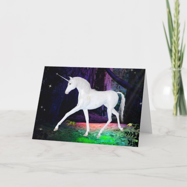 Carte de vœux fantaisie Licorne (Devant)