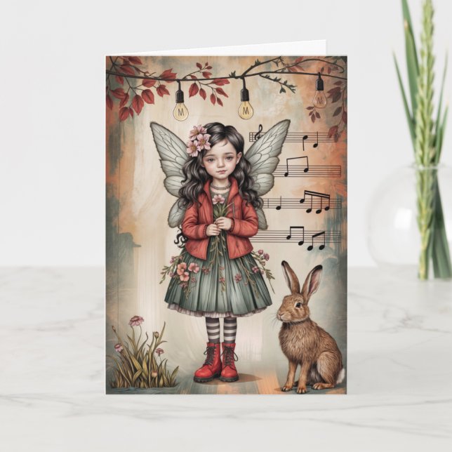 Carte de vœux fantaisiste à motif de fleurs (Devant)