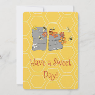 Carte de vœux fantaisiste de ruche d'abeilles