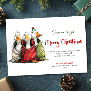 Carte de vœux fantaisiste et ludique de Noël pour 