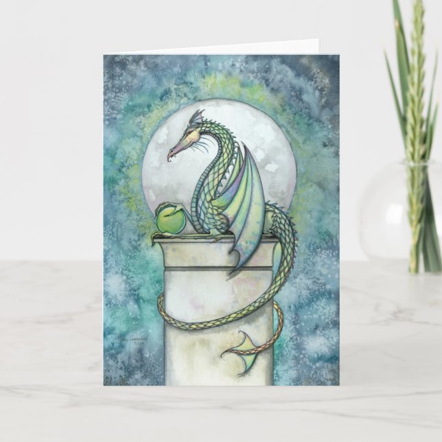 Carte de vœux fantasy Dragon Vert (Devant)