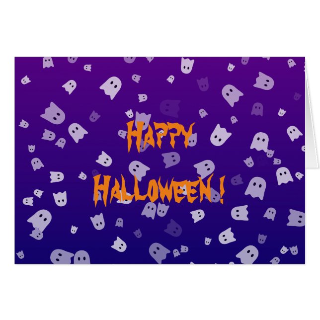 Carte de vœux fantômes d'Halloween (Devant horizontal)