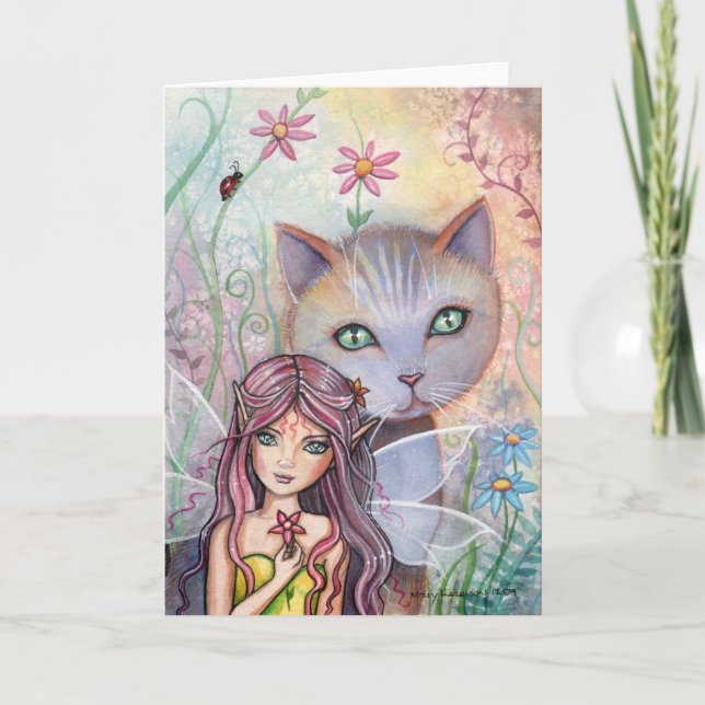 Carte de vœux Fée et Chat par Molly Harrison (Devant)