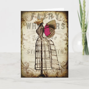 Carte de voeux féerique vintage de forme de robe