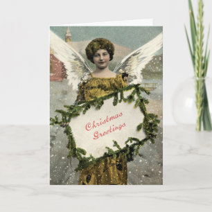 Carte de voeux féerique vintage de Noël d'ange de