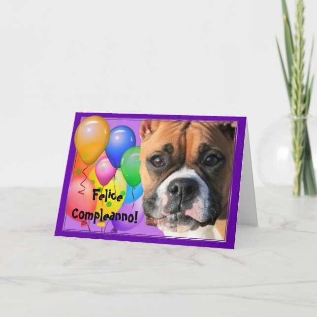 Carte de voeux Felice Compleanno Birthday Boxer (Devant)