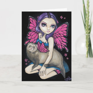 Carte de voeux "Ferret avec ailes papillon"