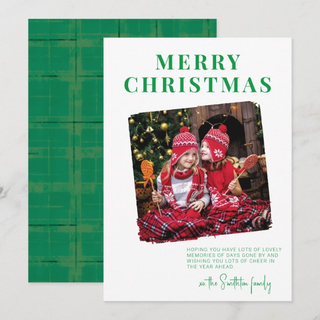 Carte de vœux festive à bordure irrégulière en gra (Devant / Derrière)