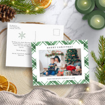 Carte de vœux festive à carreaux de Noël