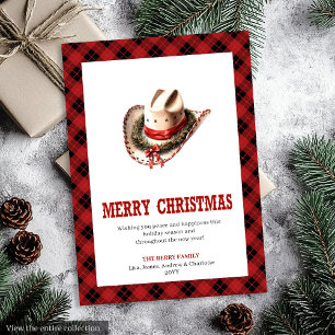 Carte de vœux festive à carreaux occidentaux tradi