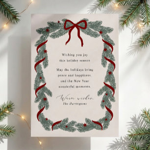 Carte de vœux festive à guirlande de pin fantaisis